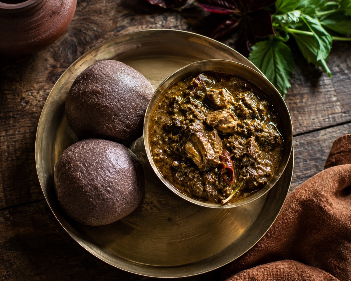 Ragi Mudde + Gongura Mutton